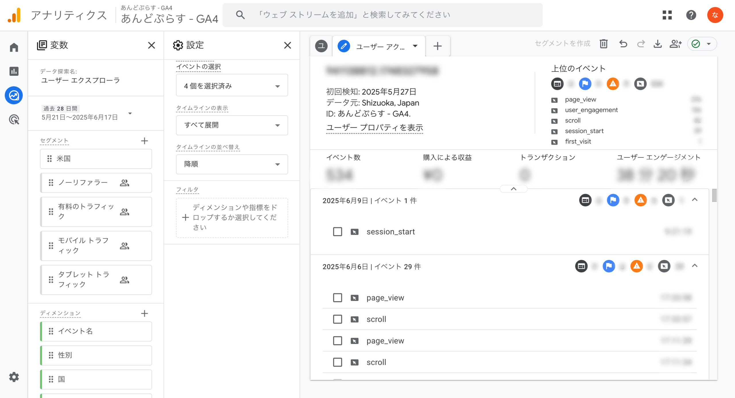 GA4ユーザエクスプローラースクショ