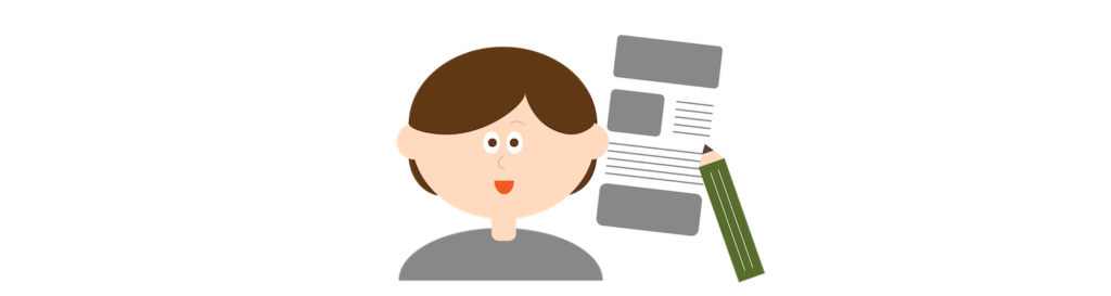 広報担当とノートと鉛筆のイラスト